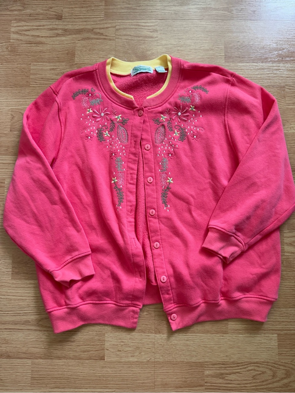 Vintage 90s Extra Shenanigans Embroidered Fleece Cardigan Sweatshirt 1X